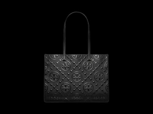 Tory Burch T Monogram Embossed Tote Black
