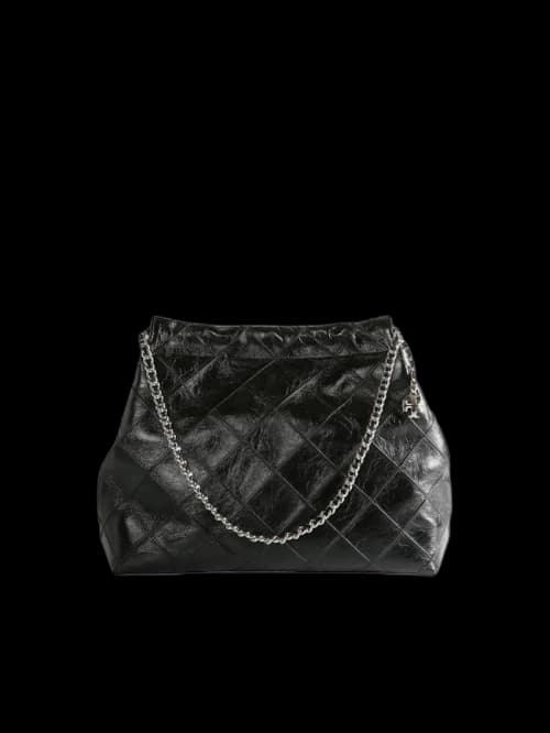 Tory Burch Fleming Distressed Hobo Bag Black