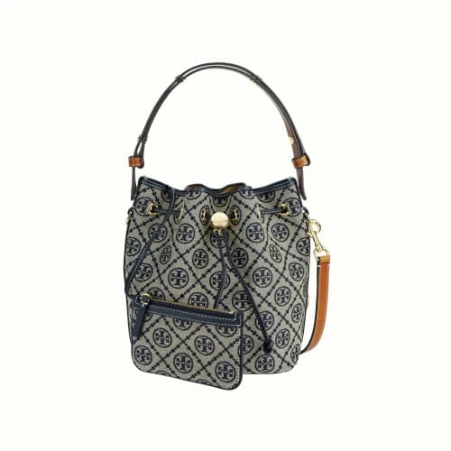 Tory Burch T Monogram Bucket Bag Navy