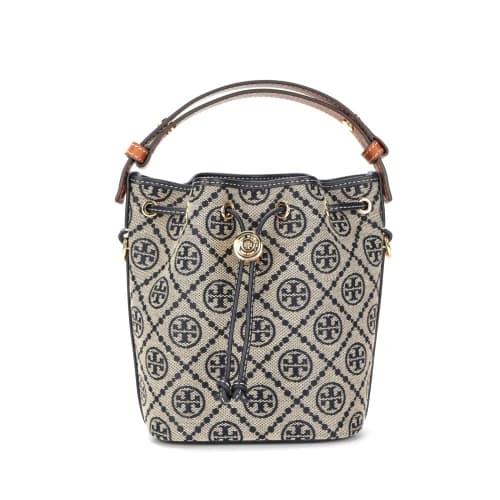Tory Burch T Monogram Mini Bucket Bag Navy