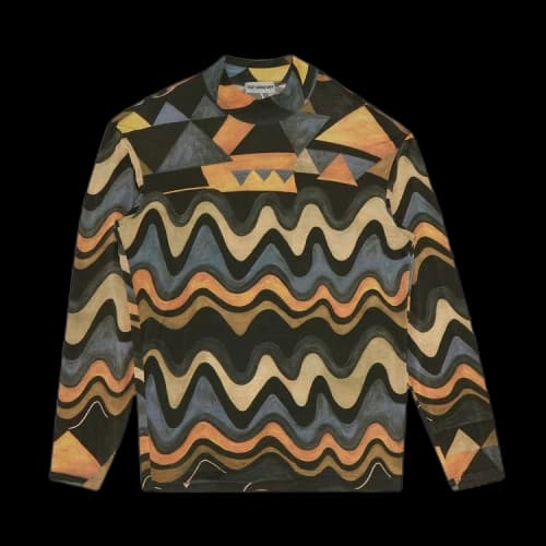 Issey Miyake Long-Sleeve Mock Neck Geometric Pattern Layering Shirt 'Multicolor'
