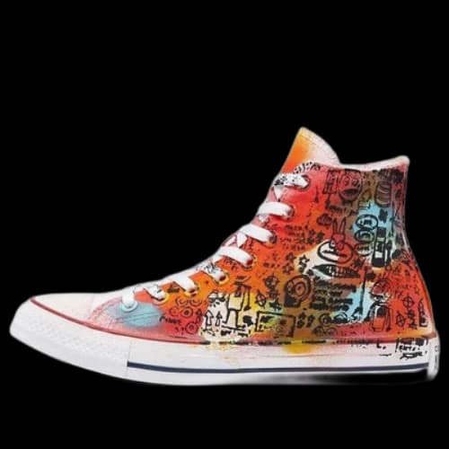 Converse Hand Painted Chuck Taylor All Star High Top Canvas Shoes Orange/Red