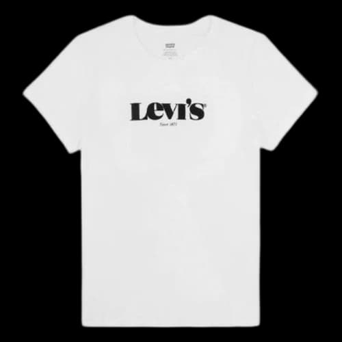To Be Defined Levis Alphabet Printing Logo Round Neck Short Sleeve White T-Shirt