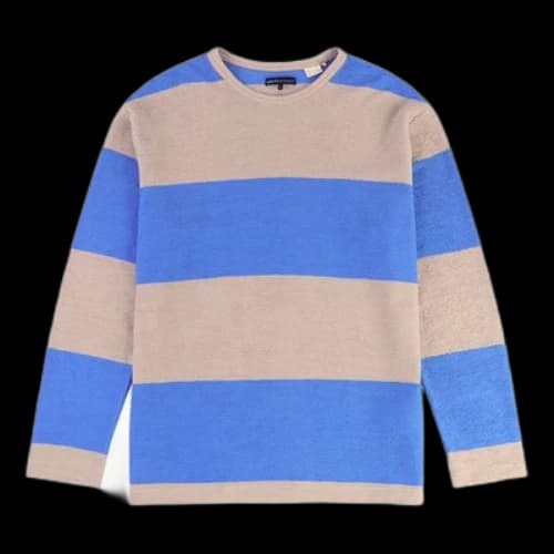LEVI'S Levis Midnight Blue Series Round Neck Pure Cotton Stripe Long Sleeves Bright Blue T-Shirt