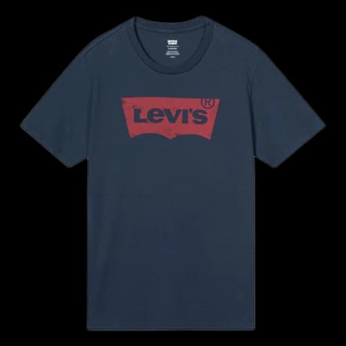 To Be Defined Levis Alphabet Logo Loose Round Neck Short Sleeve Navy Blue
