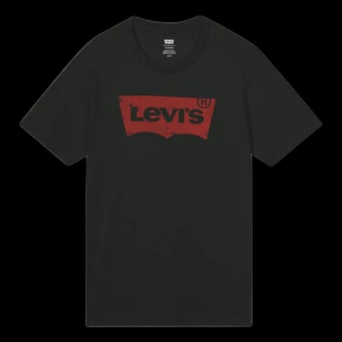 Levis Pure Cotton Round Neck Classic Logo Short Sleeve Black