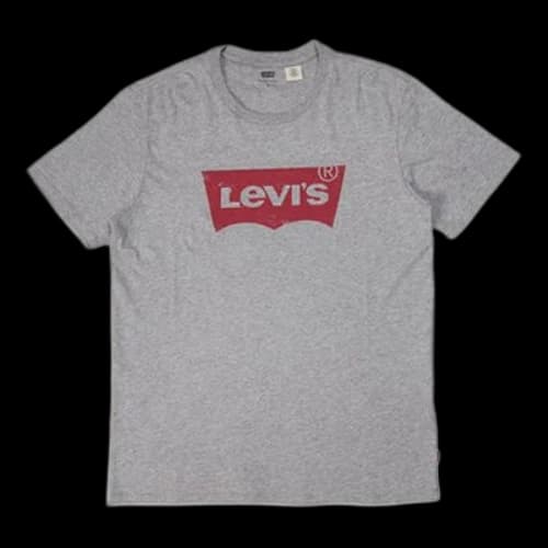 Levis Gray Round Neck Pure Cotton Classic LOGO Printing Short Sleeve Gray