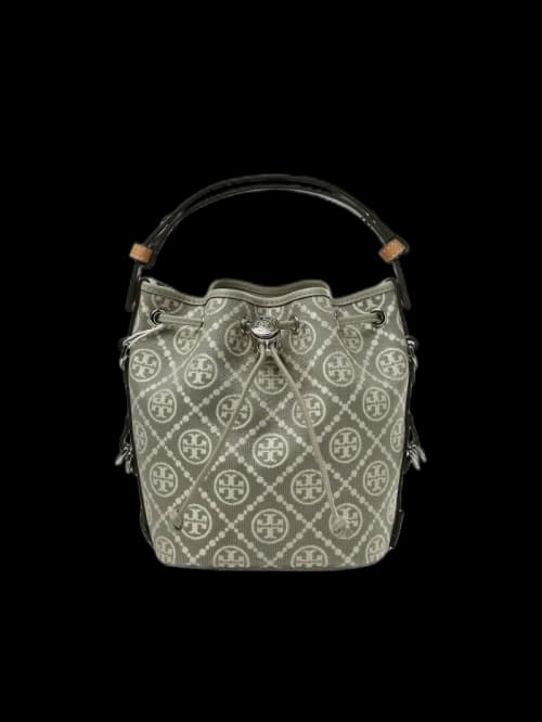 Tory Burch T Monogram Utility Mini Bucket Bag Gray