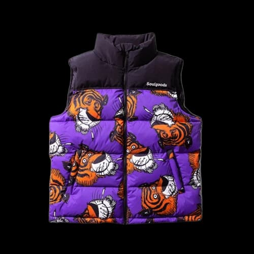 SOULGOODS Allover Tiger 800 D.P Outdoor Down Vest Purple