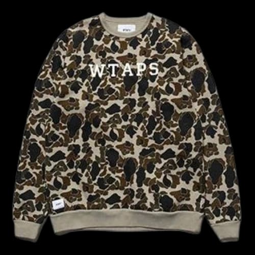 WTAPS Design Crew Neck College / Sweatshirt Camou Hooded Sweater Men's Green