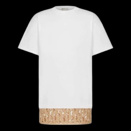DIOR SS21 Pattern Loose Round Neck Short Sleeve White