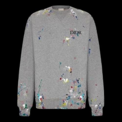 DIOR SS21 Cotton Drawing Print Sweater For Men White