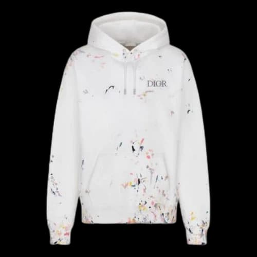 DIOR SS21 Cotton Flannel Print Oversized Hooded Sweatshirt For Men Grey