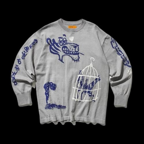 SOULGOODS Hand Painted Knit Sweater Grey