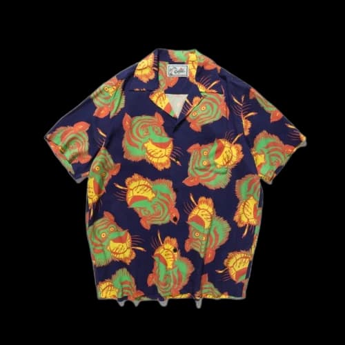 SOULGOODS All Over Tiger Logo Hawaiian Shirt Blue