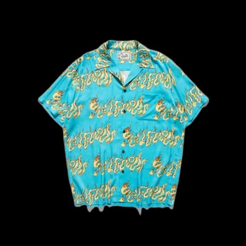 SOULGOODS Fire Logo Hawaiian Shirt Aqua