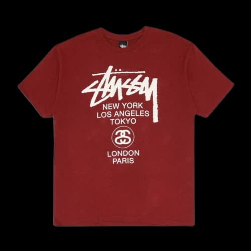 Stussy World Tour Tee 'Burgundy'