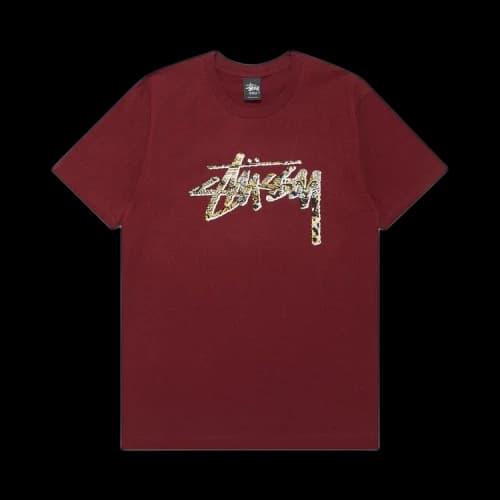 Stussy Cheetah Stock Tee 'Wine'