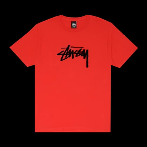 Stussy Flock Stock Tee 'Red'