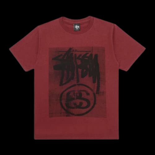 Stussy Stock Link Blur Tee 'Dark Red'