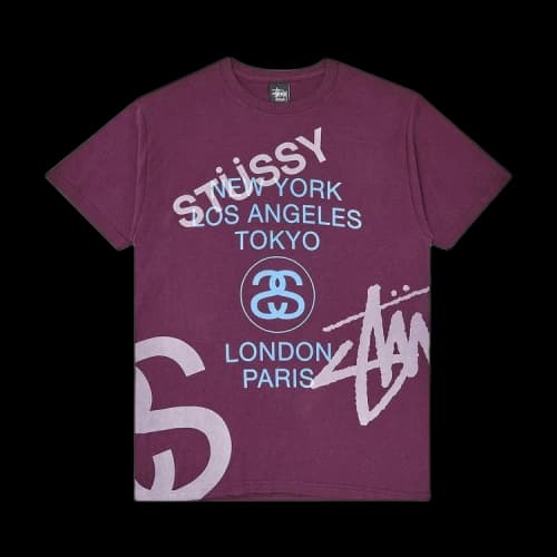 Stussy Big World Tour Tee 'Eggplant'