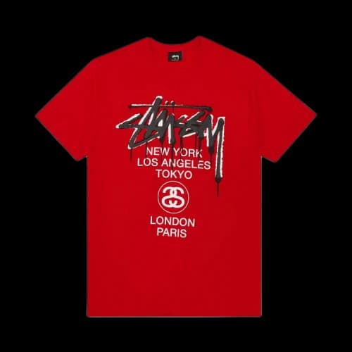 Stussy World Tour Drip Tee 'Red'