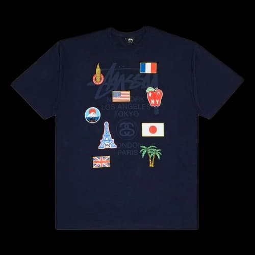 Stussy World Tour Flags Tee 'Navy'
