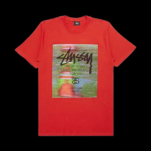 Stussy World Tour Glitch Tee 'Red'