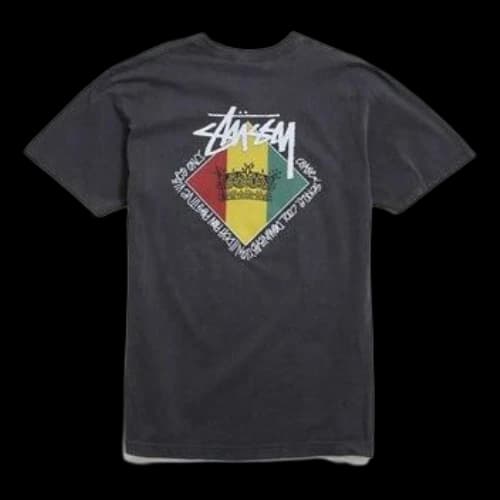 Stussy Reggae Diamond Tee Crown Printing Short Sleeve Unisex Black