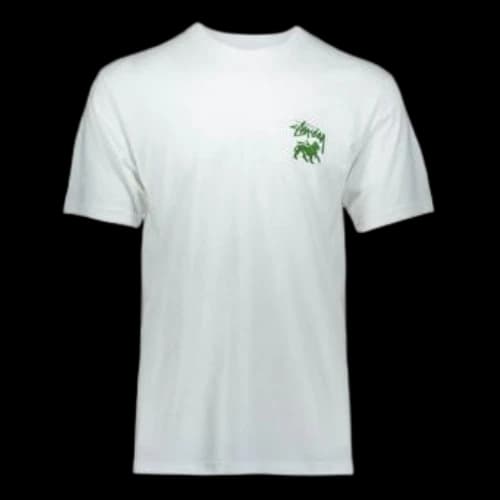 Stussy Stock Lion Tee Printing Short Sleeve White