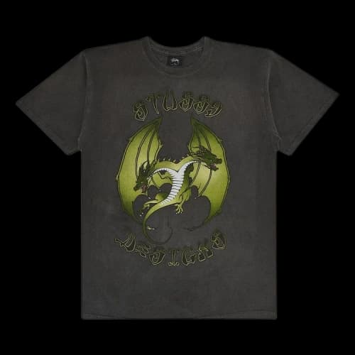Stussy Double Dragon Pigment Dyed Tee 'Black'