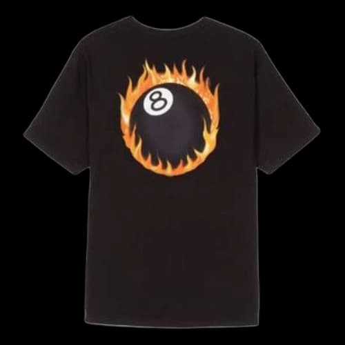 Stussy Fireball Tee Printing Short Sleeve Unisex Black
