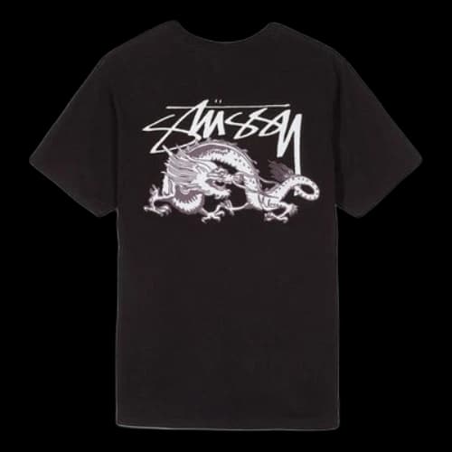 Stussy Dynasty Classic Dragon Printing Short Sleeve Unisex Black