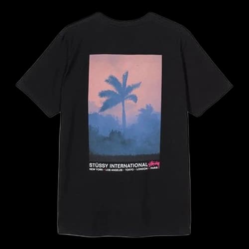 Stussy Fire Palm Tee Pattern Short Sleeve Unisex Black