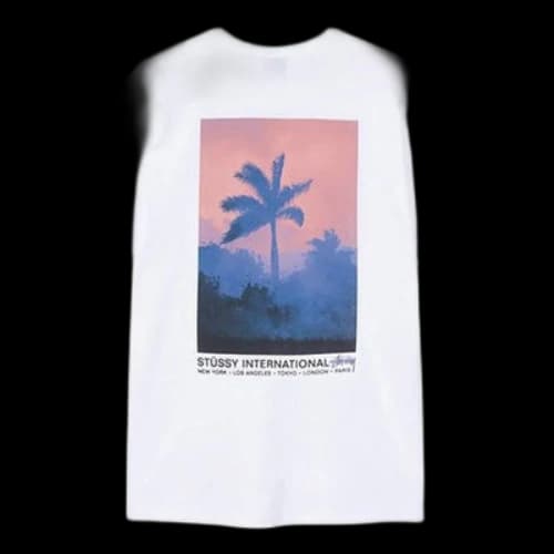 Stussy Fire Palm Tee Pattern Short Sleeve Unisex White