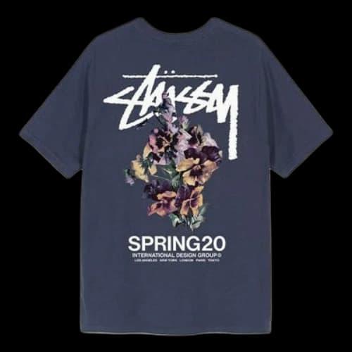 Stussy SS20 BOUQUET TEE Short Sleeve t Unisex Navy Blue