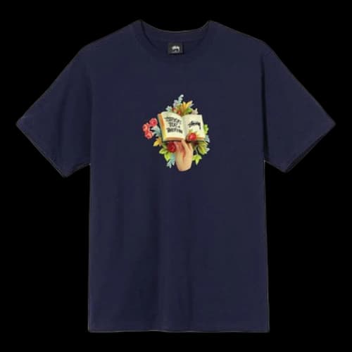 Stussy Unisex Handbook Printing Round-neck Tee Blue