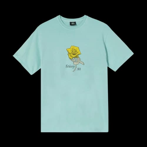 Stussy 80 Rose Pigment Dyed Tee 'Aqua'