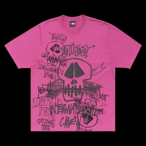 Stussy Skulls Tee Pigment Dyed 'Berry'
