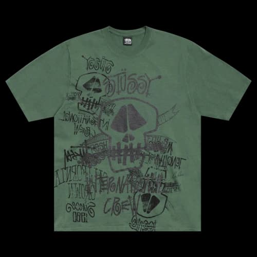 Stussy Skulls Tee Pigment Dyed 'Pine'