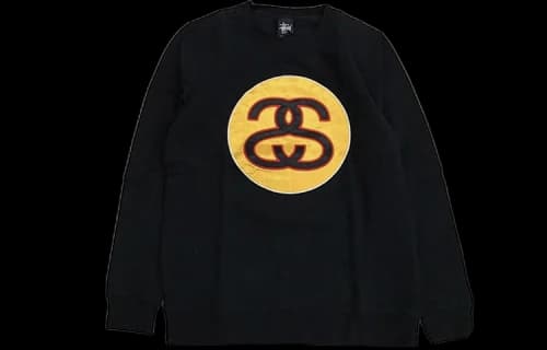 Stussy Classic Embroidered Round Neck Unisex Black