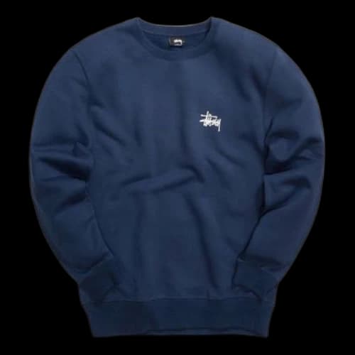 Stussy Unisex Basic Crew Round-neck Sweatshirt Blue