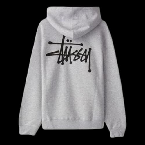 Stussy Basic Hood Logo Back Alphabet Logo Pullover Unisex Gray