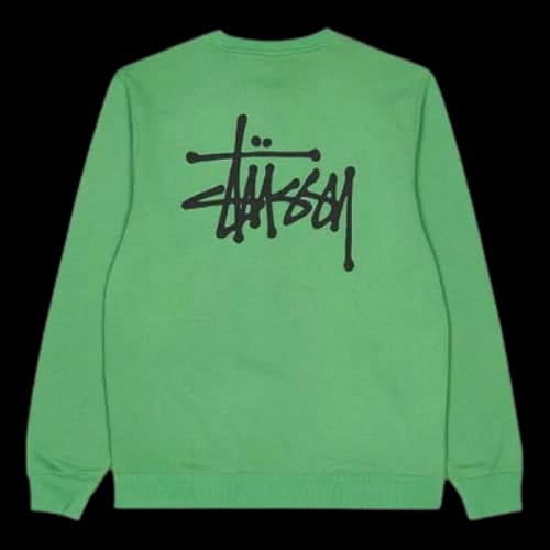 Stussy Basic Back Large logo Printing Round Neck Green