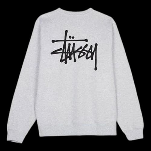 Stussy Basic Back Large logo Round Neck Long Sleeves Gray