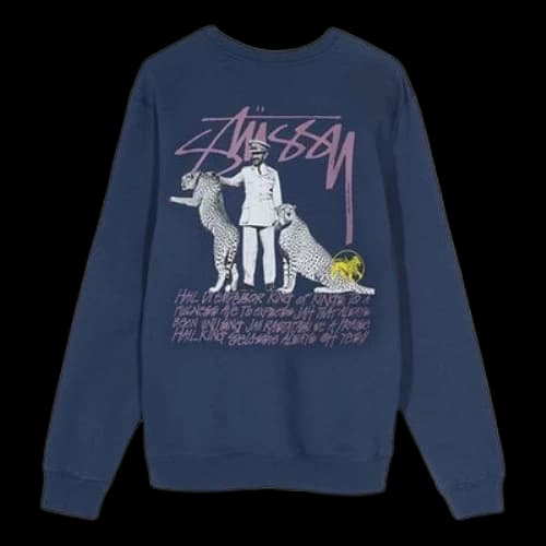 Stussy Emperor Back logo Round Neck Navy Blue