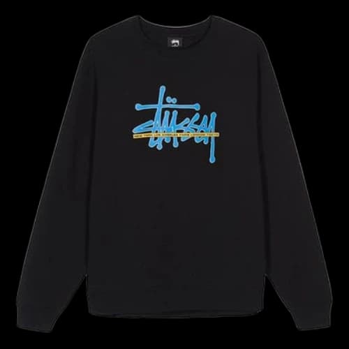 Stussy International Crew Classic Logo Round Neck Black