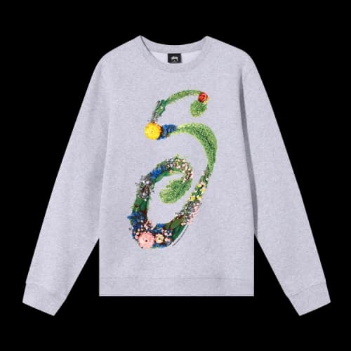Stussy Floral S Crew 'Grey'