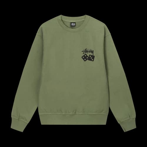 Stussy Dice Pigment Dyed Crew 'Artichoke'
