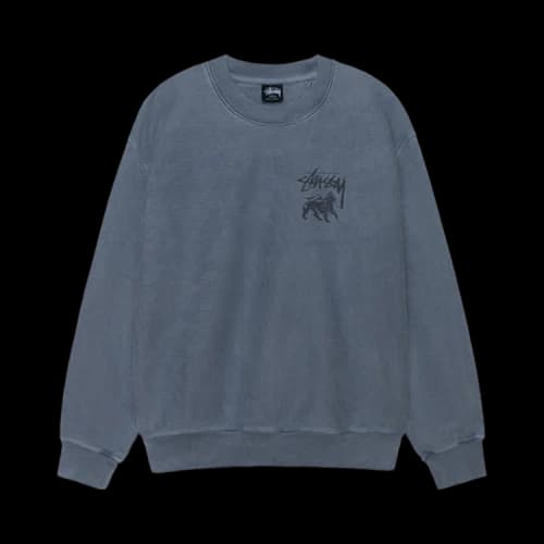 Stussy Rasta Lion Pigment Dyed Crew 'Navy'